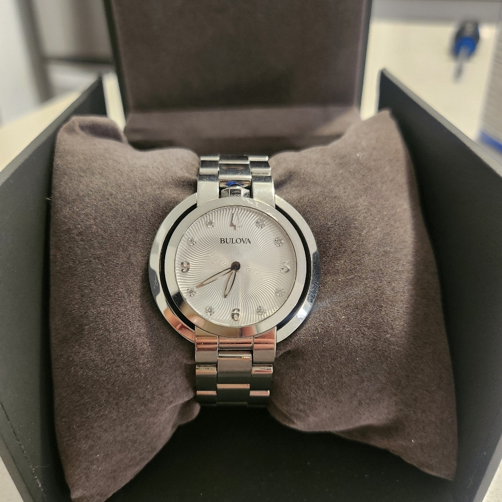 Women's Bulova Stainless Steel Rubayat Watch with Blue Spinel Cabochon